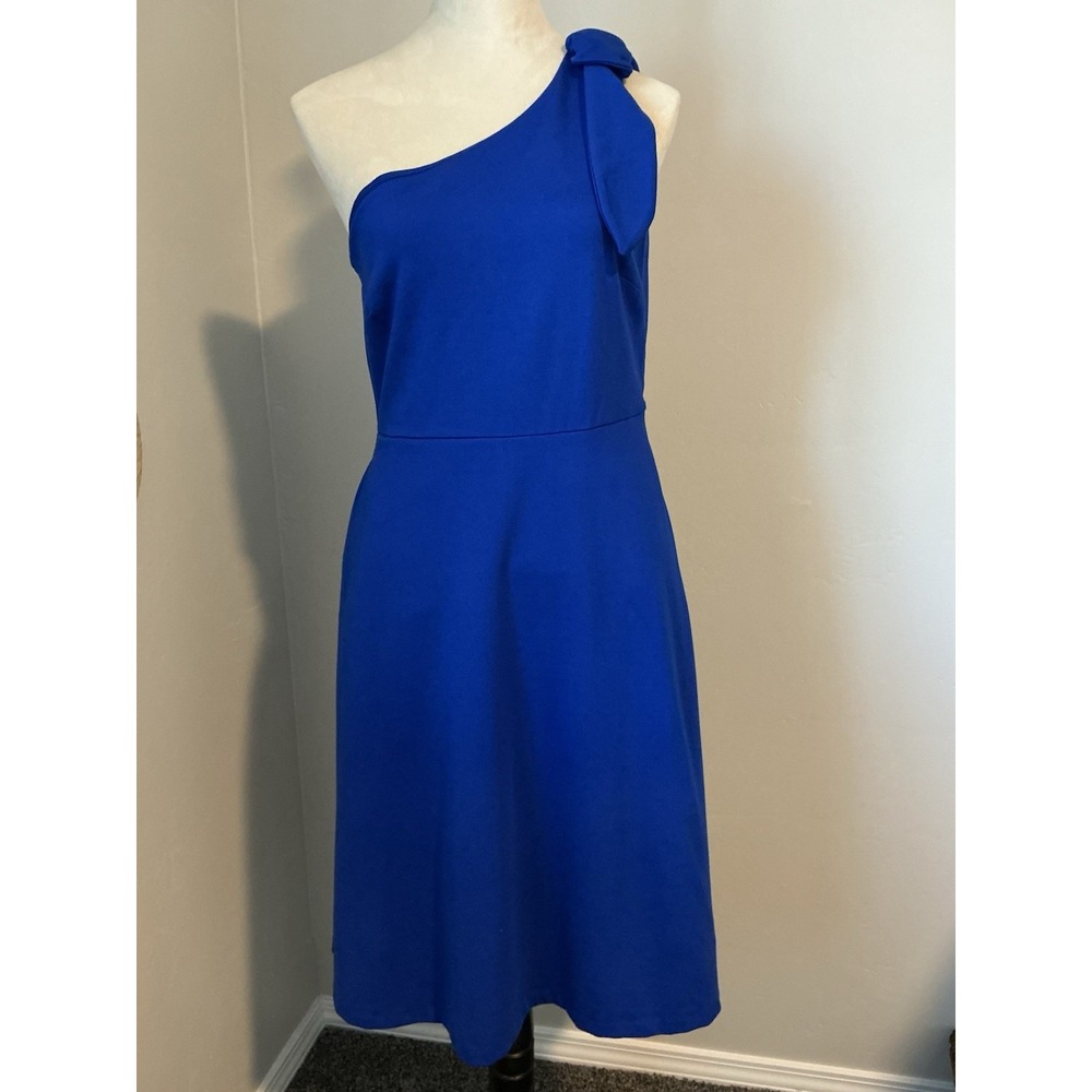 Banana Republic Radiant One Shoulder Dress Royal Pockets Blue Sz 6‎ - Picture 3 of 16